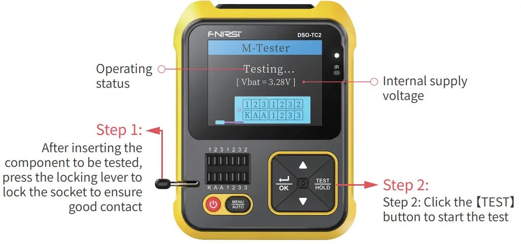 FNIRSI DSO-TC2 Oscilloscope - 2-in-1 Handheld Oscilloscope & Transistor Tester, PWM Square Wave Output, Diode Voltage Continuity Tester, Built-in Hidden Stand, P6100 High Voltage Probe